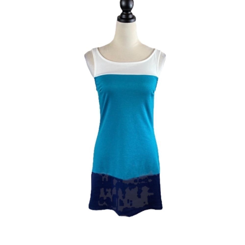 Timing Teal, Navy, And White Color-block Sleeveless Dress, Size S, NWT‎